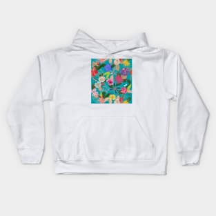 Vivid colorful botanical flowers Kids Hoodie